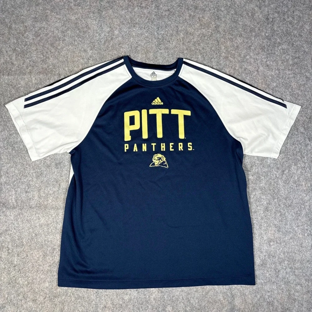 Adidas Pitt Panthers Shirt Mens Large Navy White Short Sleeve Athletic Jersey